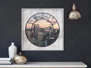 Inramad Poster / Tavla - City Clock (Square) - 20x20 Guldram med passepartout