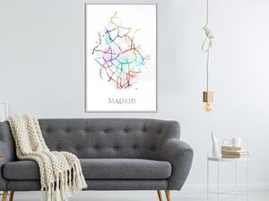 Inramad Poster / Tavla - City Map: Madrid (Colour) - 20x30 Svart ram