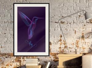 Inramad Poster / Tavla - Fluorescent Hummingbird - 20x30 Guldram med passepartout