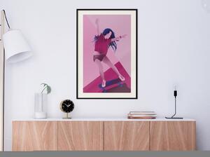 Inramad Poster / Tavla - Girl on a Skateboard - 20x30 Svart ram