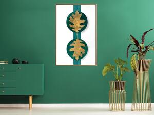 Inramad Poster / Tavla - Gilded Oak Leaves - 20x30 Svart ram