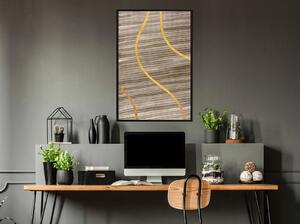Inramad Poster / Tavla - Golden Stripes - 40x60 Svart ram med passepartout