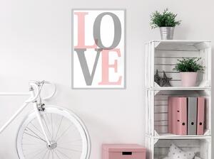 Inramad Poster / Tavla - Grey-Pink Love - 20x30 Svart ram