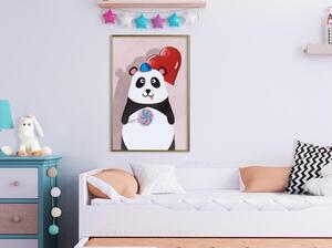 Inramad Poster / Tavla - Happy Panda - 40x60 Svart ram med passepartout