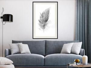 Inramad Poster / Tavla - Lost Feather (Grey) - 20x30 Guldram