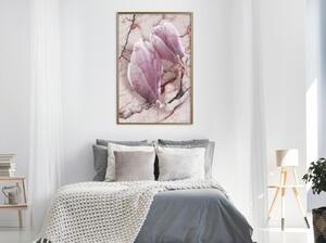 Inramad Poster / Tavla - Magnolia on Marble Background - 40x60 Guldram med passepartout