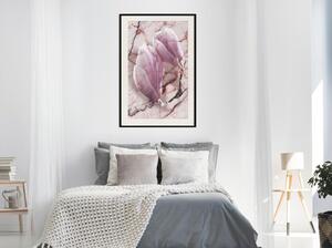 Inramad Poster / Tavla - Magnolia on Marble Background - 40x60 Guldram med passepartout