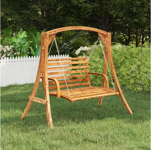 Gungbänk med massivt böjträ med teakyta 91x130x58 cm - Brun