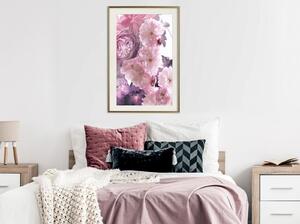Inramad Poster / Tavla - Pink Bouquet - 20x30 Svart ram med passepartout