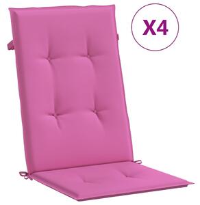 Stolsdynor för stolar med hög rygg 4 st rosa tyg