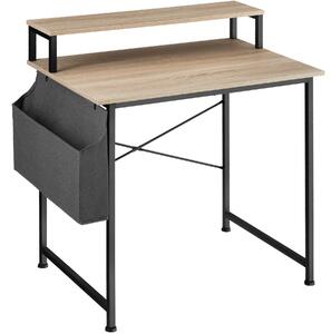 Tectake 404663 skrivbord med hylla och tygpåse - industriellt lätt trä, ek sonoma, 80 cm