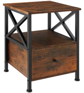 Tectake 404732 falkirk sängbord 40x41,5x55,5cm - industriellt mörkt trä