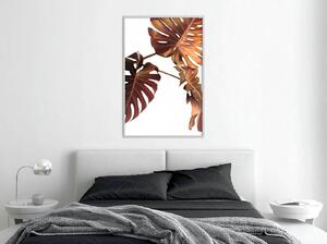 Inramad Poster / Tavla - Copper Monstera - 20x30 Vit ram