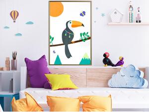 Inramad Poster / Tavla - Fairy-Tale Toucan - 40x60 Guldram med passepartout