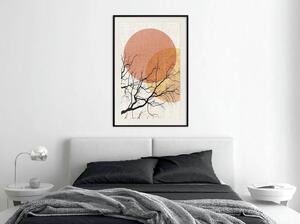 Inramad Poster / Tavla - Gloomy Tree - 20x30 Guldram med passepartout