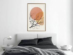 Inramad Poster / Tavla - Gloomy Tree - 40x60 Guldram med passepartout