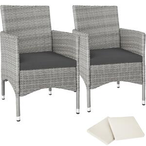 TecTake GmbH 404553 2 trädgårdsstolar i rotting royan - ljusgrå/creme