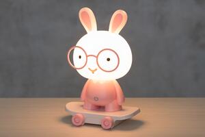 Nattlampa Kanin på skateboard - Rosa
