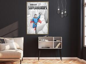 Inramad Poster / Tavla - Superhero - 30x45 Svart ram med passepartout