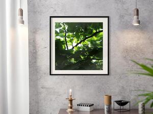 Inramad Poster / Tavla - Under Cover of Leaves - 50x50 Guldram med passepartout