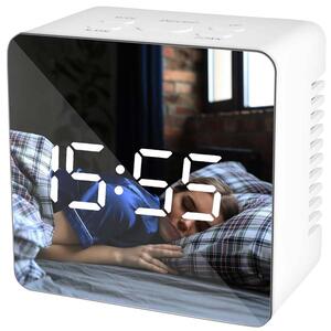 Iso Trade 4in1 Digital väckarklocka med spegel - Vit