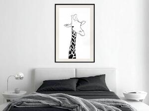 Inramad Poster / Tavla - Black and White Giraffe - 20x30 Vit ram
