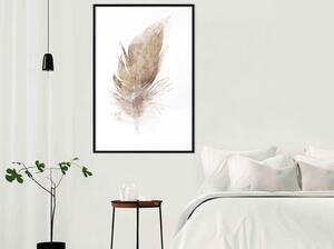 Inramad Poster / Tavla - Lost Feather (Beige) - 20x30 Guldram med passepartout