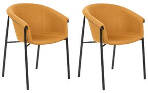Uppsättning med 2 matstolar Orange tygklädsel Modern design Sittmöbler för matsal Beliani