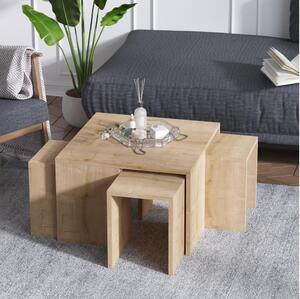 SET 4x Sidobord ORTANCA + soffbord beige