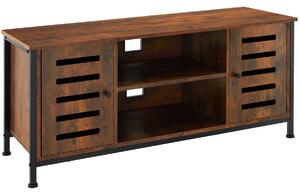Tectake 404716 tv-bänk carlow 110x41,5x50,5cm - industriellt mörkt trä, rustikt