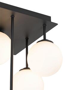 Modern taklampa svart med opalglas 9 lampor - Aten