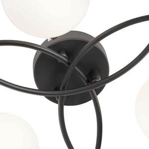 Modern taklampa svart med opalglas 6 lampor - Aten