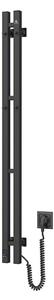 Elekrtisk handdukstork med termostat SILOUETTE 187W/230V 120,6cm IP44 svart rätt