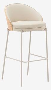 Eamy pall i beige konstläder, naturfärgad askfanér och beige metall 75cm