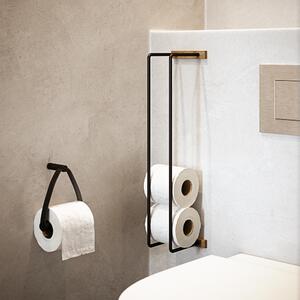 Toilet Paper Holder Toalettpappershållare - Svart Stål/Läder