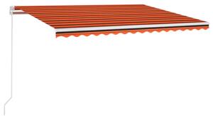Markis manuellt infällbar med LED 400x350 cm orange och brun