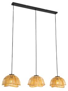 Orientalisk hänglampa svart med naturlig bambu 3-ljus - Pua