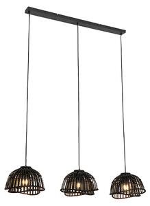 Orientalisk hänglampa svart bambu 3-ljus - Pua