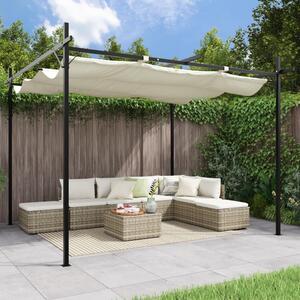 Pergola med infällbart tak gräddvit 295x292x230 cm