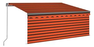 Markis manuell med rullgardin 3,5x2,5 m orange och brun - Orange