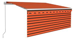 Markis manuell med rullgardin 3,5x2,5 m orange och brun - Orange