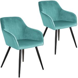 Tectake 404054 2x stol marilyn sammetsoptik - turkos/svart