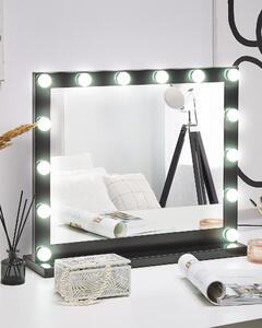 Spegel Stående LED Belysning Vit Ram 50 x 60 cm Rektangulär Hollywood-stil Beliani