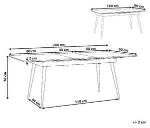 Utdragbart Matbord 160/200 x 90 cm Rektangulärt för 6 Personer Svart Beliani