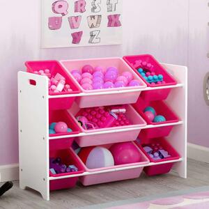 Delta Children MySize Leksaksförvaring med lådor 9 st vit och rosa