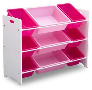 Delta Children MySize Leksaksförvaring med lådor 9 st vit och rosa