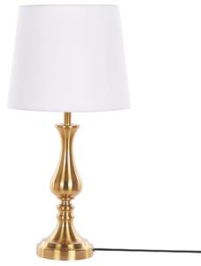 Bordslampa i Vittkräm Lampskrm Guld Lampfot Glans Klassisk Beliani