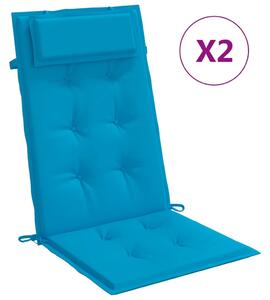 Stolsdynor för stolar med hög rygg 2 st ljusblå oxfordtyg