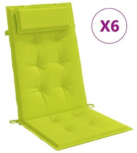 Stolsdynor för stolar med hög rygg 6 st ljusgrön oxfordtyg