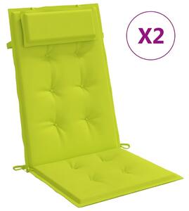 Stolsdynor för stolar med hög rygg 2 st ljusgrön oxfordtyg